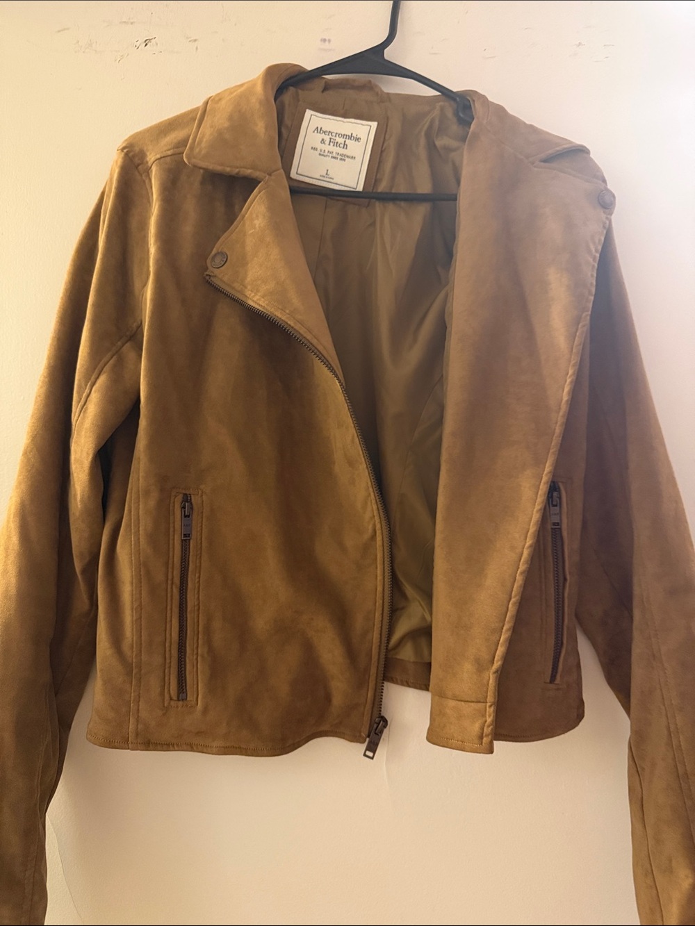 Abercrombie & Fitch Suede Leather Jacket in Chestnut Brown